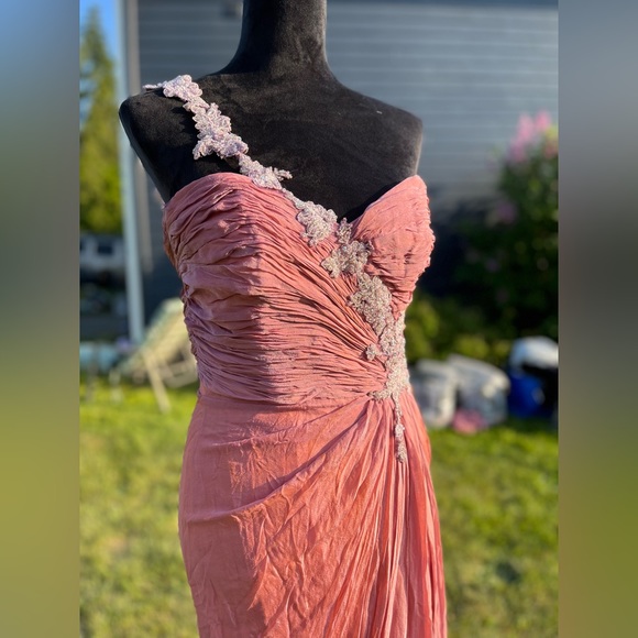 Vintage silk goddess dress coral - Picture 3 of 15